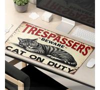 Funny Desk Accessories For Work Warning: Cat On Duty Mouse Pad The Mouse Pad Funny Funny Mouse Pads For Desk