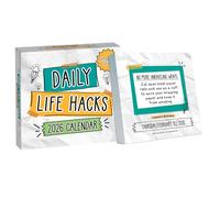 Funny Desk Calendar 2026 | Life Hacks 2026 Day-to-Day Calendar | Daily Life Hacks Desktop Calendars with 365 Interesting Hack & Facts | Page A Day Tear Off Calendars with Stand for Stocking Stuffer
