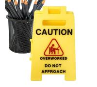 Funny Desk Caution Sign,Tiny Table Warning Decoration | Funny 3D Printed Caution Sign for Corporate Employee Birthday Work Colleague Women Home Meeting Desk