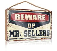 Funny Desk Signs Beware Of Mr. Sellers Wooden Sign Outdoor Signs And Decor Home Office Decor(15X28CM)