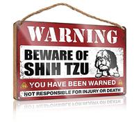 Funny Desk Signs Beware Of Shih Tzu Wooden Sign Outdoor Signs And Decor Home Office Decor(23X35CM)