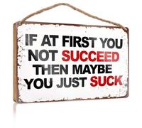 Funny Desk Signs If At First You Don't Succeed, Then Maybe You Just Suck. Decor For Bedroom Camper Decor(20X30CM)