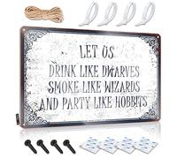 Funny Desk Signs Let Us Drink Like Dwarves Smoke Like Wizards And Party Like Hobbits Sign Man Cabe Decor Funny Signs For Bedroom(30X40CM)