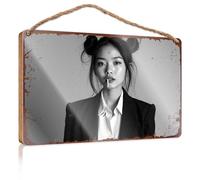 Funny Desk Signs Vintage Portrait With Double Bun Hairstyle And Smoking Woman Wooded Sign No Solociting Signs Vintage Bathroom Sign(15X28CM)