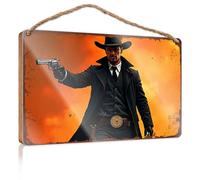 Funny Desk Signs Western Legend: The Man With The Gun Wooded Sign No Solociting Signs Vintage Bathroom Sign(20X30CM)