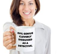 Funny Detective Coffee Mug Best Personalized Custom Name Gift for Secret Agent Private Investigator Spy Eye Watch Novelty White Ceramic