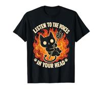 Funny Devil Cat Listen to The Voices in Your Head Value Graphic T-Shirt