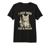 Funny Diabetes Warrior Insulin Cats Type 1 Diabetes Premium T-Shirt
