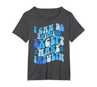 Funny Diabetic Diabetes Type 1 2 Awareness Pancreas Humor T-Shirt, Women's Plus, Dark Heather Grey, 1X