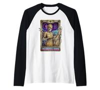 Funny Dialysis Nurse Skeleton Tarot Card Raglan Baseball Tee