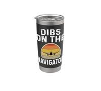 Funny Dibs On The Co-Pilot Navigator Retro Airplane Pilot Stainless Steel Insulated Tumbler