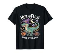 Funny Dino Witch Halloween Hex and Flex Raptor T-Shirt
