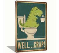Funny Dinosaur Bathroom Wall Art Decor Well Crap Vintage Tin Signs for Home Toilet Restroom Bar 8x12 Inch (2550)
