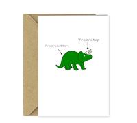 Funny Dinosaur Birthday Card for Kids - Triceratop & Tricerabottom Pun - A5 Greeting Card with Kraft Envelope, Blank Inside
