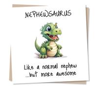 Funny Dinosaur Birthday Card For Nephew - Like A Normal Nephew But More Awesome - Nephew Birthday Card From Aunty, Uncle