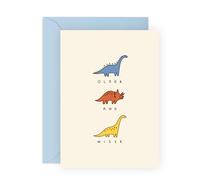 Funny Dinosaur Birthday Card - Older and Wiser Dino Design - Cute Greeting Card for Him or Her - For Mum, Dad, Uncle, Auntie, Grandpa, Grandma, Bestie, BFF, Friend and Dino Lovers