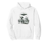 Funny Dinosaur Cowboy Hat UFO Alien Desert Cactus Scene Pullover Hoodie