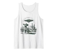 Funny Dinosaur Cowboy Hat UFO Alien Desert Cactus Scene Tank Top