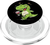 Funny dinosaur drinking wine PopSockets PopGrip for MagSafe