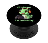 Funny Dinosaur Go Away I’m Introverting Cute Kawaii Dino PopSockets Adhesive PopGrip