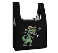 Funny Dinosaur Golfing Foldable Shopping Bag Reusable Tote Bag
