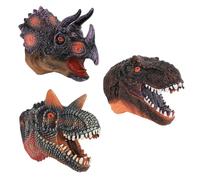 Funny Dinosaur Hand Puppets Dino Toys for Kids 3D Realistic Dinosaur Tyrannosaurus Triceratops Pterosaur Head Hand Puppets with Movable Open Mouths, Dino Animal Head Toys Prank Props