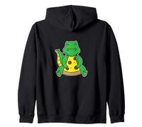 Funny Dinosaur Hugging Pizza Slice Zip Hoodie