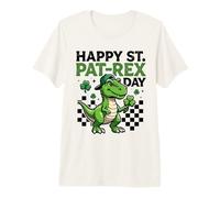 Funny Dinosaur Pat-Rex Clover Design for St. Patrick's Day Premium T-Shirt