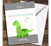 Funny Dinosaur Personalised Good Luck Card - Personalised Good Luck Card, Sending Luck, Custom Good Luck Card