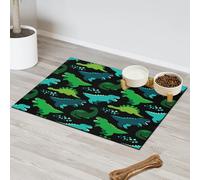 Funny Dinosaur Pet Feeding Mat for Cat Dog Water Bowl Food Mats Cartoon Dinosa Pet Feeding Mats Absorbent Nti-Slip Contain Spills Protects Floors Placemat 60.9 x 81.2 cm
