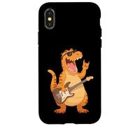 Funny Dinosaur Rock Music T-Rex Guitar Player Design Case for iPhone X/XS