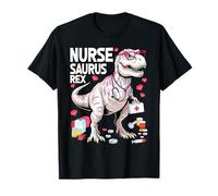 Funny Dinosaur Scrub Nurse Life RN Nursing LPN Floral Mother T-Shirt