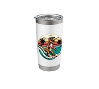 Funny Dinosaur Surfboard Beach Summer Surfing Trex Hawaiian Stainless Steel Insulated Tumbler