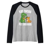 Funny Dinosaur T-rex Taco Dog - Eat Tacos Pet Doggos Raglan Baseball Tee