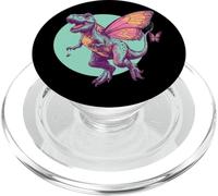 Funny Dinosaur T-Rex with Butterfly Wings Whimsical Art PopSockets PopGrip for MagSafe