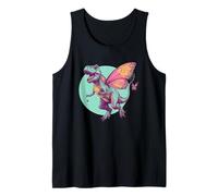 Funny Dinosaur T-Rex with Butterfly Wings Whimsical Art Tank Top
