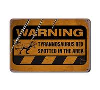 Funny Dinosaur Wall Signs boys Bedroom Decor Warning Retro Metal Tin Sign Dinosaur Poster Theme Decors Kids Gift Man Cave Dinosaur Home Accessories decorations Signs Bar Movie Club Wall Decor 12x8Inch