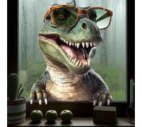 Funny Dinosaur Window Sticker, Window Cling, Window Decals for Glass - Static Cling Sticker for Kids Boys Rooms, Nursery & Car, Glass Door & Window Party Festival Decoration, Dino Animal Theme