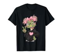 Funny Dinosaur with Glasses Peace Sign Cute Hipster Dino T-Shirt