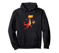 Funny Dinosaur with Radio Ghetto Blaster Motif Pullover Hoodie