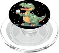 Funny Dinosaur with Snowball for Winter and Snow Lovers PopSockets PopGrip for MagSafe