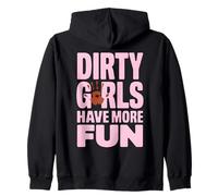Funny DIRTY GIRLS HAVE MORE FUN Mud Run Mudding Runner Muddy Zip Hoodie