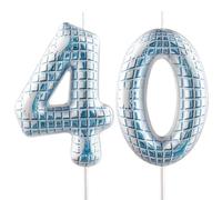 Funny Disco Themed Birthday Candles, Number 40 Retro Disco Mirror Ball Candle Cake Topper Decorations, Dance Party Supplies, 18th 21th 30th 40th 50th 60th Birthday Gifts for Him Her Disco Lovers