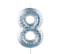 Funny Disco Themed Birthday Candles, Number 8 Retro Disco Mirror Ball Candle Cake Topper Decorations, Dance Party Supplies, 18th 21th 30th 40th 50th 60th Birthday Gifts for Him Her Disco Lovers