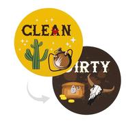 Funny Dishwasher Clean Dirty Flip Magnet Sign, Western Cowboy Theme Double Sided Reversible Magnetic Clean Dirty Dish Washer Sign for Washing Machine Fridge Kitchen Laundry Room
