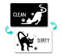 Funny Dishwasher Magnet Clean Dirty Sign Cute Cartoon Black Cat Magnets Universal Double Sided Refrigerator Magnet Flip with Magnetic Plate Indicator Sign for Kitchen Home Decor