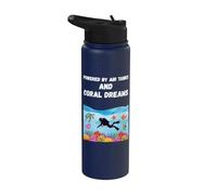 Funny Diving Quote Corals Reef Fish and Turtle Scuba Diver Stainless Steel Insulated Water Bottle