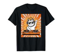 Funny Dj Cat Disco Headphone Sound Party Disco Cat music T-Shirt