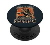 Funny DJ Cat Disco Sound Tech Headphone Music PopSockets Adhesive PopGrip