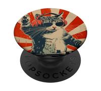 Funny DJ Cat Disco Sound Tech Headphone Music PopSockets Adhesive PopGrip